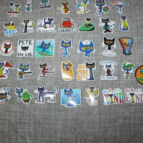 Lot of 50 Glossy Pete The Cat Stickers - Picture 5 of 5